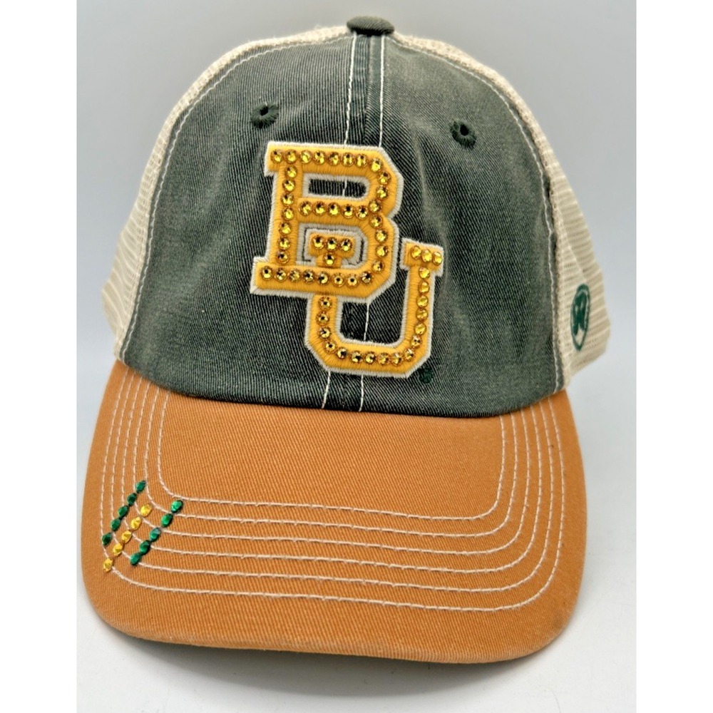 Baylor Bears Cap Hat Green Embroidered Rhinestone Strapback Top‎ of World Bling